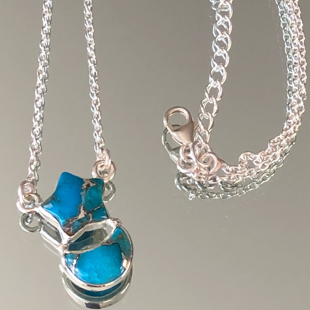 Genuine Sterling Silver Turquoise necklace - Picture 3 of 6